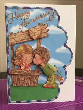 Cute Kisses Scallope Edge Curve Card by Michelle Johnson