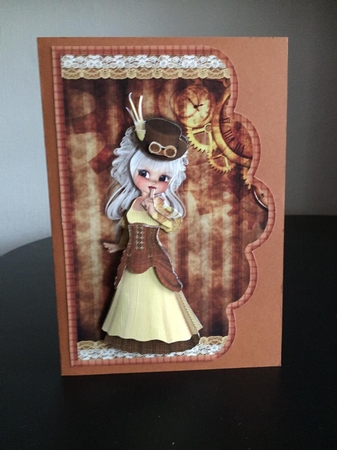 Cute Steampunk Cookie Scallope Edge Curve Card by Michelle Johnson