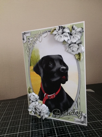 Black Labrador Card Front with Gift Tag by Michelle Johnson