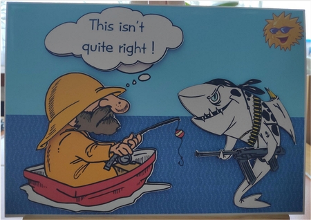 Not Quite Right Fishing Card Front with Decoupage by Michelle Johnson