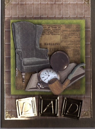 Vintage Pocket Watch, Armchair and Book Card Front by Michelle Johnson