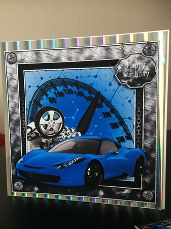 Blue Ferrari Sports Car 8x8 Mini Kit by Michelle Johnson