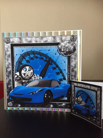 Blue Ferrari Sports Car 8x8 Mini Kit by Michelle Johnson