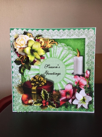 8x8 christmas presents and winter flowers card by Michelle Johnson
