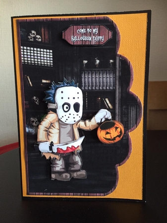 Jason Birthday Or Halloween Scallope Curve Card by Michelle Johnson