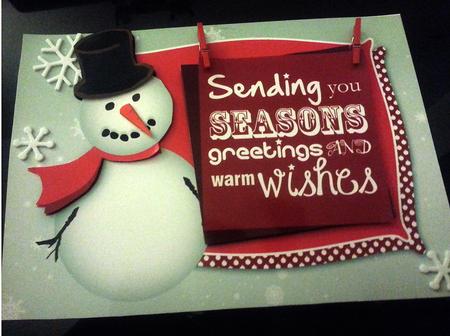 Christmas A5 Cheer Funky Snowman Pink Quick Card by Michelle Robshaw-Bryan