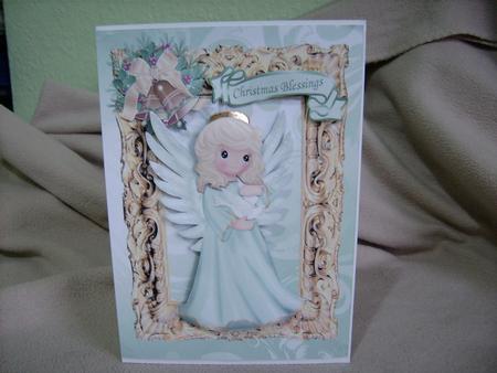 Sweet Angel Christmas Blessings in Gold Frame by Michiko Clark