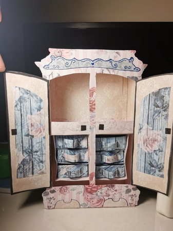 Armoire dresser Wardrobe With Matchbox Drawers cutting machine and also handcut pattern by Misu Qantu