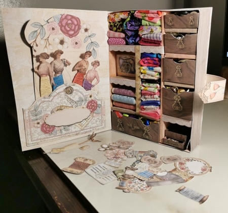 Sew  Vintage - Large 3D Curiosity Book Box by Misu Qantu