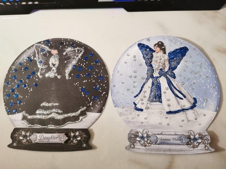 2 Christmas Fairy Snow Globes by Misu Qantu
