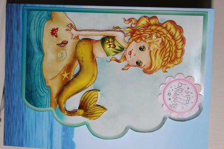 Little Mermaid Scalloped Edge Envelope Card by Moira Paterson  (Ornella)