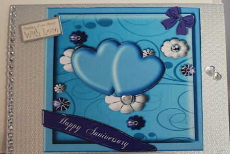 Two Hearts Blue Card Front by Moira Paterson  (Ornella)