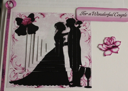 Silhouette Wedding Couple with Pink Rose Pyramids by Moira Paterson  (Ornella)