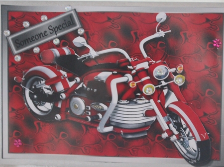 Beautiful Red & Chrome Motorbike by Moira Paterson  (Ornella)