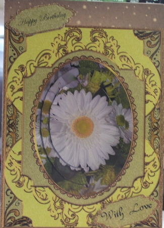 Beautiful Flowers in Fancy Frame Pyramid Card Front by Moira Paterson  (Ornella)
