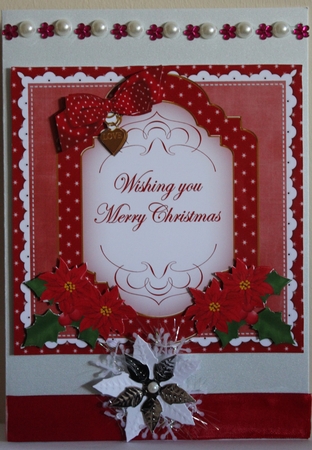 Red Poinsettia Merry Christmas Fancy 7in Topper by Moira Paterson  (Ornella)