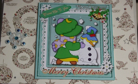 Bonnet Girl Making a Snowman  by Moira Paterson  (Ornella)