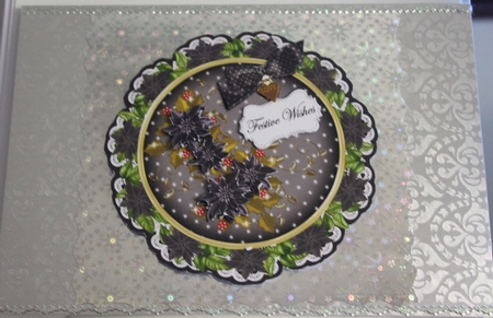 Black Poinsettia Festive 8in Doily Decoupage Topper by Moira Paterson  (Ornella)