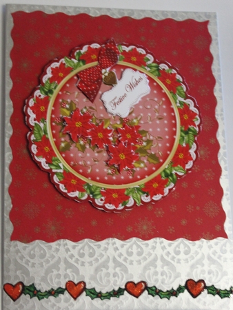 Red Poinsettia Festive 8in Doily Decoupage Topper by Moira Paterson  (Ornella)