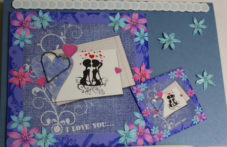 Denim Valentines Day Card Front by Moira Paterson  (Ornella)
