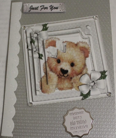 Cute Fuzzy Bear with Silver Bow and Flowers Pyramids by Moira Paterson  (Ornella)