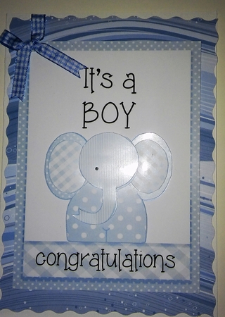 Its a BOY Elephant Card - Cottage Blue by Moira Paterson  (Ornella)