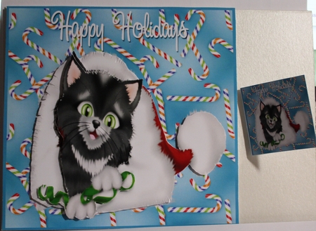 Happy Holidays Playful Kitty 6x6 by Moira Paterson  (Ornella)