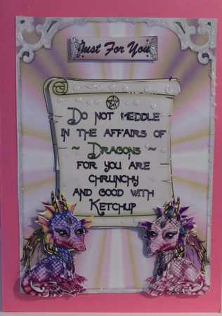 Dragons Warning - A4 card making sheet with decoupage. by Moira Paterson  (Ornella)