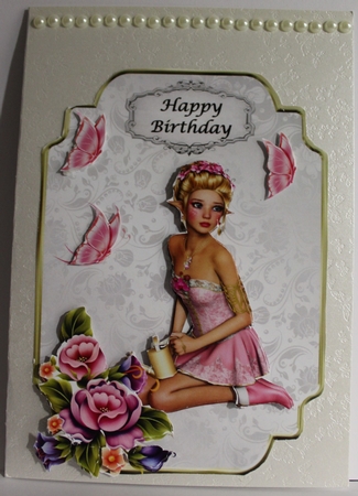 Flower Fairy - Happy Birthday - A4 card making sheet - Decoupage by Moira Paterson  (Ornella)