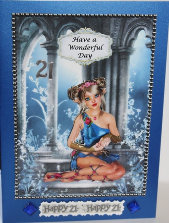 Fairy by Moonlight - Have a Wonderful Day A4 card making sheet with decoupage by Moira Paterson  (Ornella)