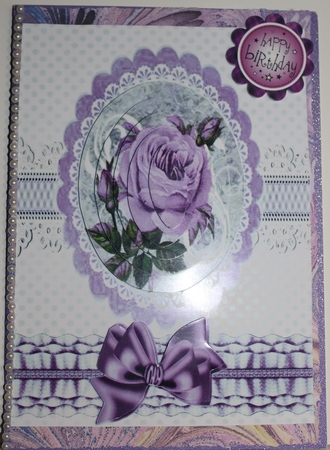 pretty purple rose Oval pyramids with frill and bow A5 by Moira Paterson  (Ornella)