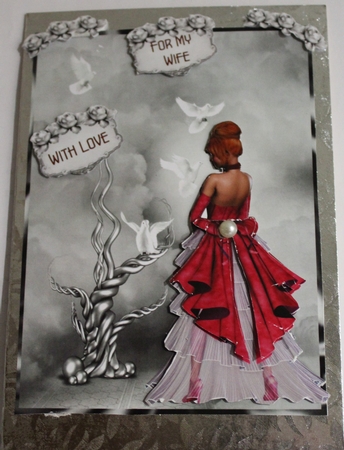 Dove Whisperer - A5 card front with decoupage by Moira Paterson  (Ornella)