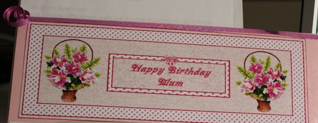 Pink lily baskets large DL card (Mum) by Moira Paterson  (Ornella)