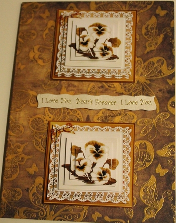 Pansy on Butterfly lace Pyramage Sheet by Moira Paterson  (Ornella)