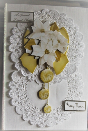White Poinsettia Bauble and Soft Gold Bow Vignette by Moira Paterson  (Ornella)