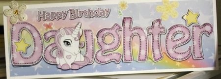 Large DL Happy Birthday DAUGHTER 3D decoupage by Moira Paterson  (Ornella)