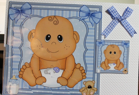 Cute Ethnic New Baby Scalloped Corner Stacker by Moira Paterson  (Ornella)
