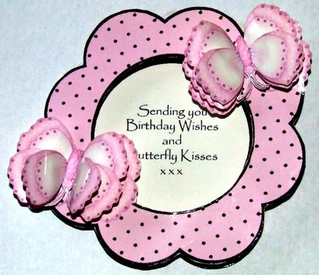 Pink Butterfly Aperture Card with Decoupage by Monica Bourne