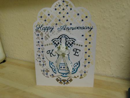Fancy Bottle & Glasses Card by Monika Hall