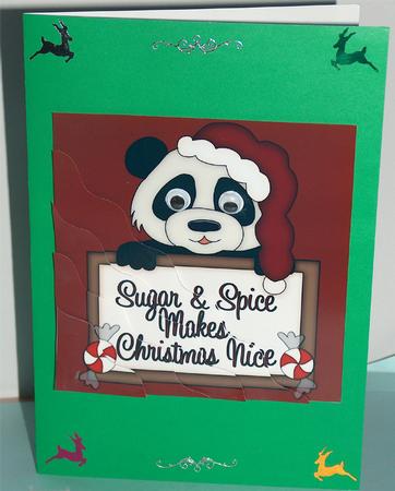 Cute Panda and Christmas Sign Square Wavy Corner Stacker 4 by Moragh Hunt