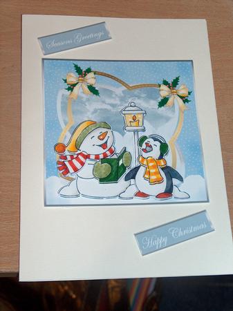 Snowman and Penguin Singing by Moragh Hunt