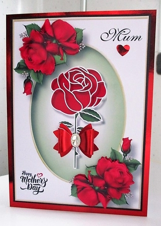 Faux Paper Cut Single Red Rose A5 by isobel bulloch