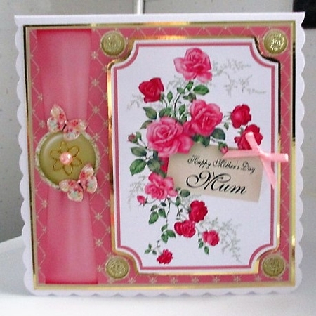 Pink floral card front 2 by isobel bulloch