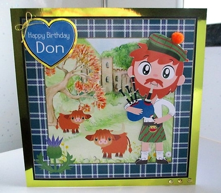 Playing the bagpipes card front by isobel bulloch
