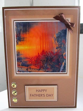 A5 lake scene quick card front by isobel bulloch