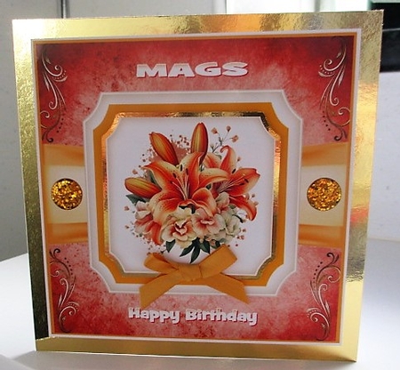 Orange Lily single panel card front 5 by isobel bulloch