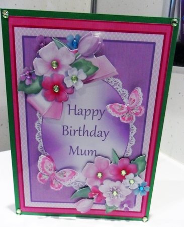 Personalised butterflies and flowers card topper Mum  by isobel bulloch