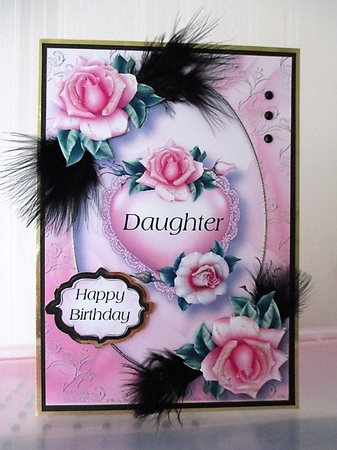 Soft Pink Heart & Roses A5 by isobel bulloch