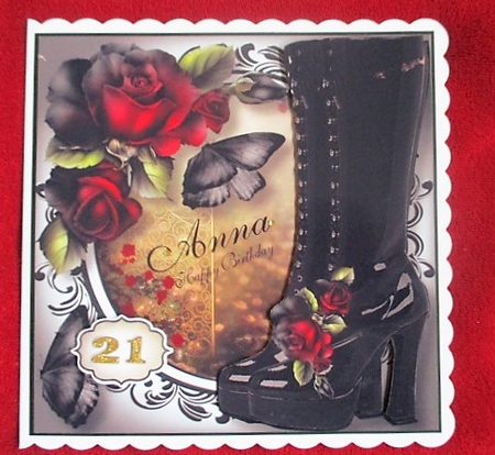 Black Boots & Blended Roses 8x8 by isobel bulloch
