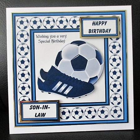 FOOTBALL BIRTHDAY CARD FOR BOYS AGED 4-9. blue by isobel bulloch